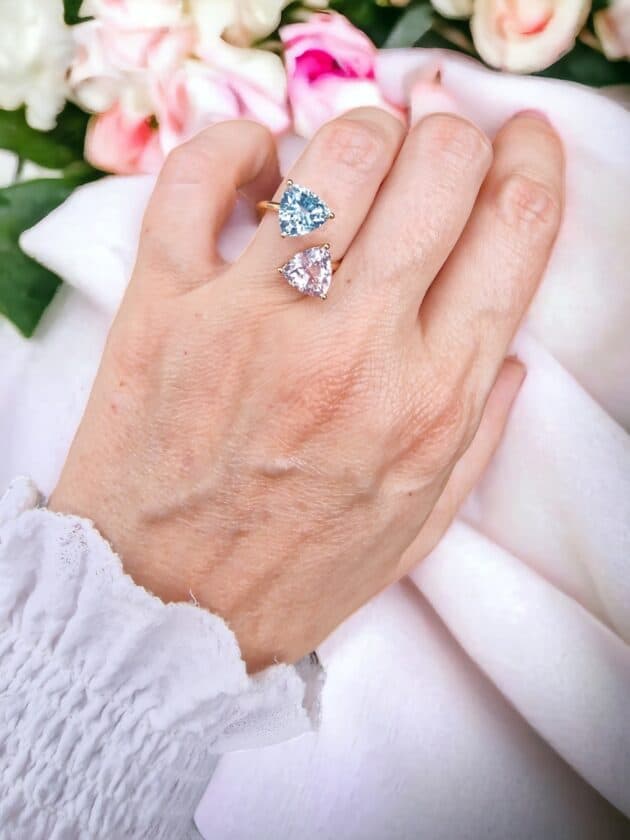 Anello Marie Antoinette con Acquamarina e Morganite - immagine 3